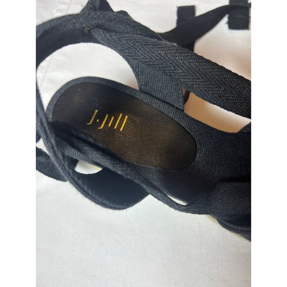 J. Jill Black Canvas Espadrille Wedge Summer Sandals Women’s 10 Beachy Boho - Picture 6 of 8